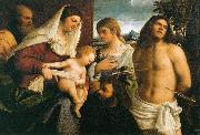 La Sainte Famille avec sainte Catherine, saint Sebastien et un donateur, Sebastiano del Piombo